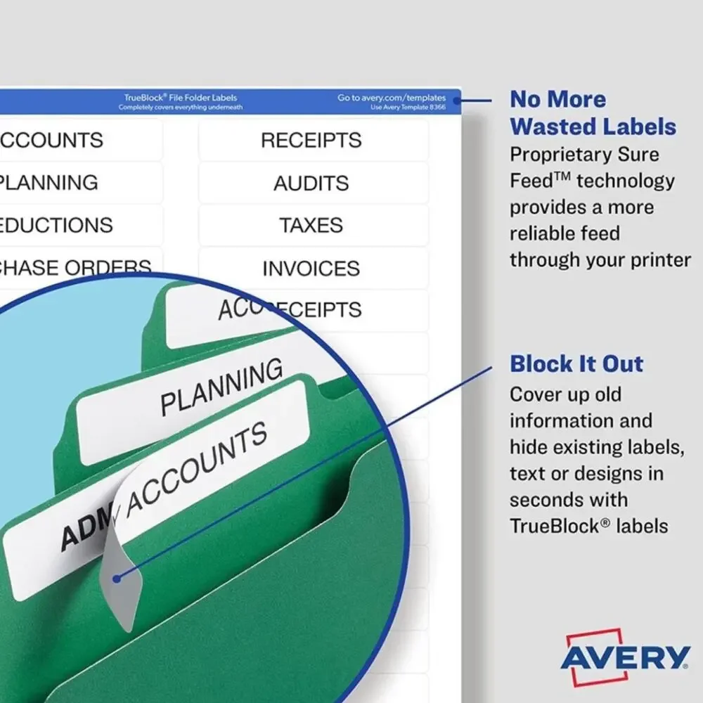 Avery File Folder Labels, white, pack of 150